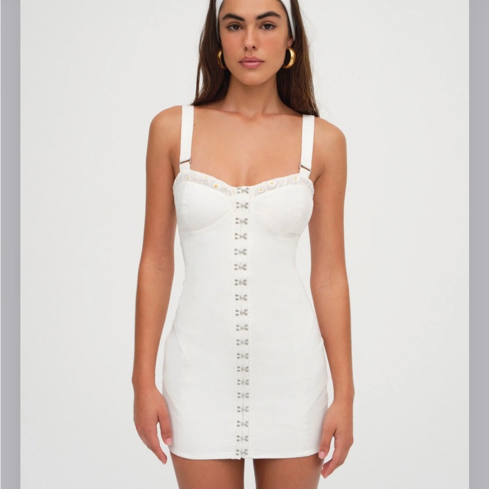For Love & Lemons White denim dress
